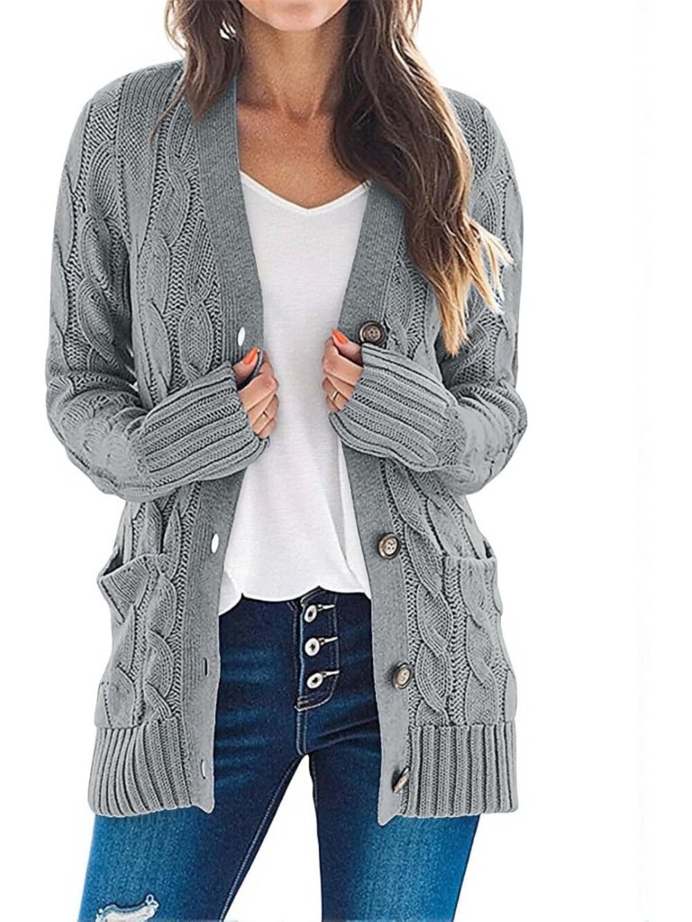 Cozy Women's Long Sleeve Cable Knit Cardigan Sweater for Fall 2026 Fashion